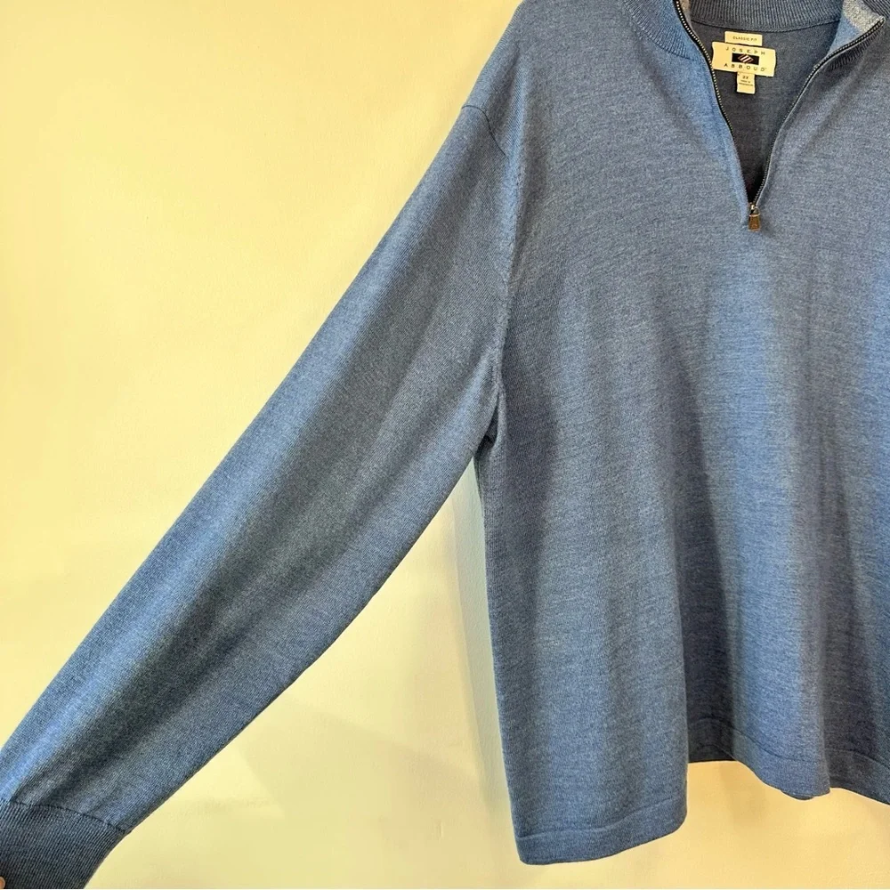Men's Wool Blend Dusty Blue Half-Zip Sweater